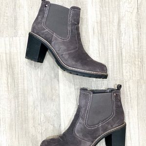 CORKYS ROCKY SUEDE GREY HEELED BOOTIE